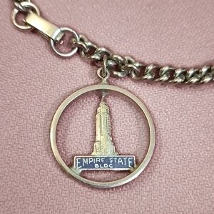 Vintage Empire State Building Souvenir Bracelet Silver Tone with blue enamel